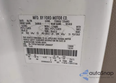 2008 Lincoln Mark Lt z USA, uszkodzony, nr VIN 5LTPW185X8FJ06657